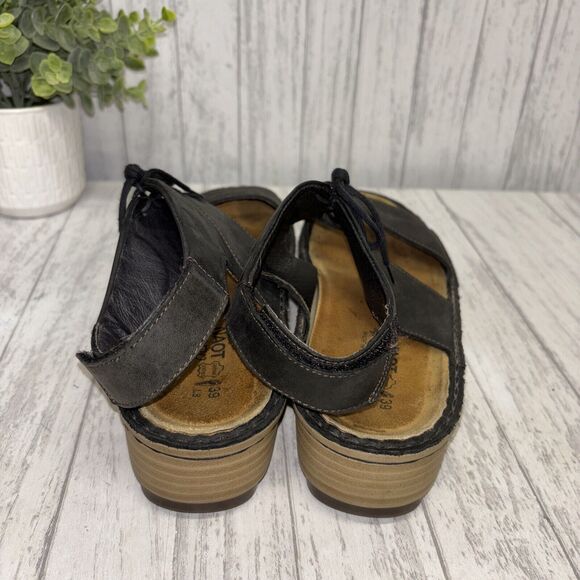 Womens Size 8 Naot Alpicola Black Leather Sandals EUC
